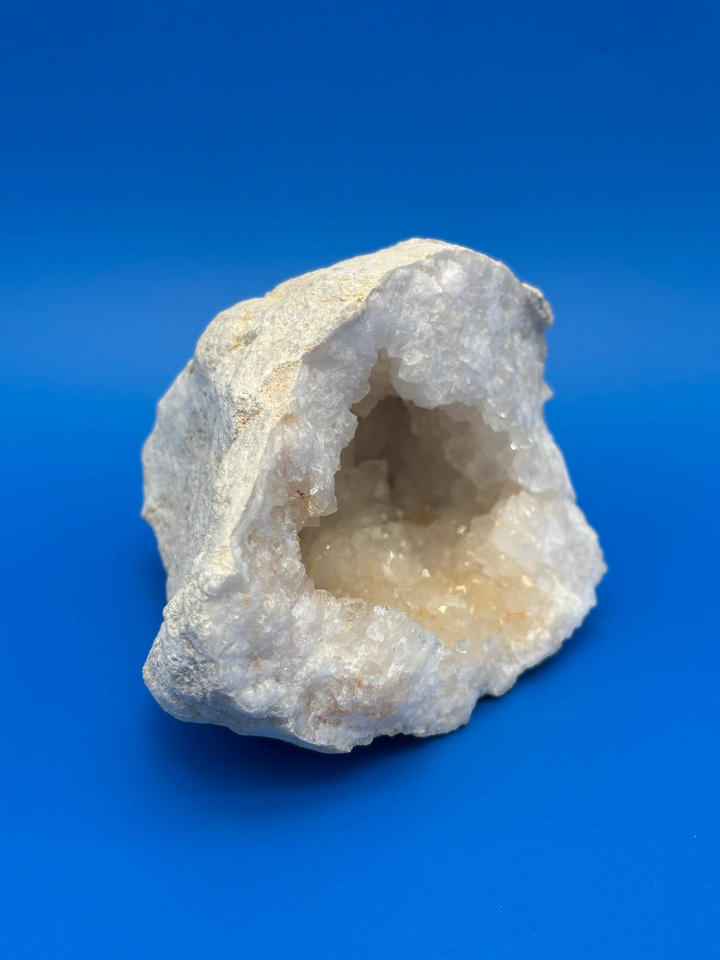 Natural White Quartz Crystal Geode Cave Druzy Mineral Specimen 4.25” Display