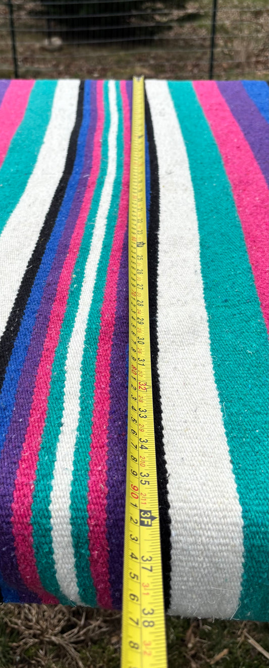 Vintage Mexican Aztec Warrior Saltillo Wool Tapestry