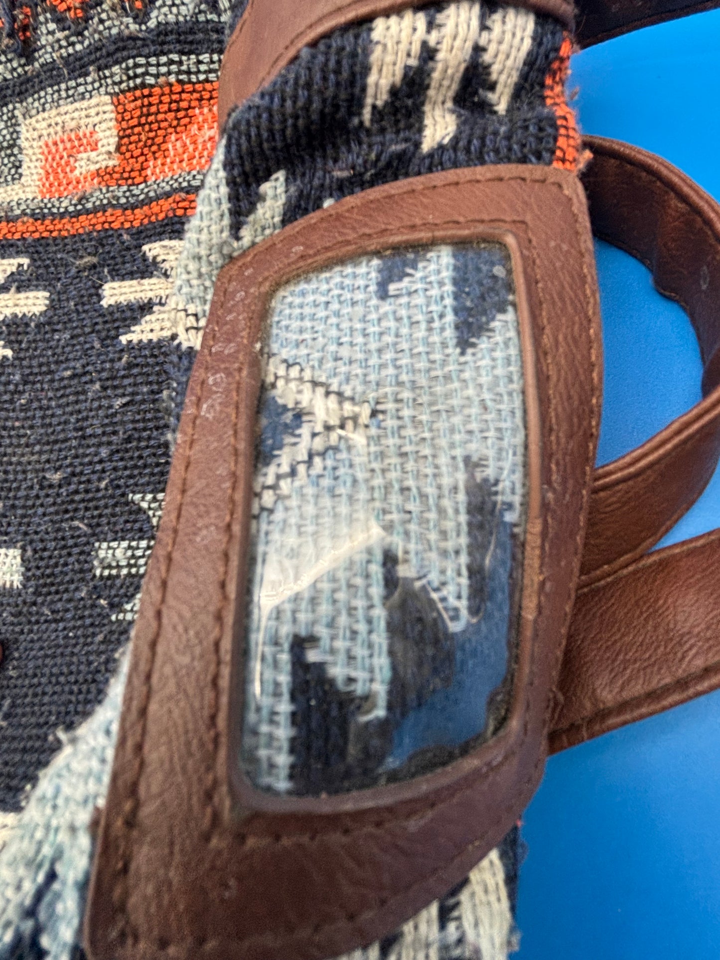 Southwest Aztec Print Weekender Duffel Bag Blue Multi Tribal Boho Oversized Tote