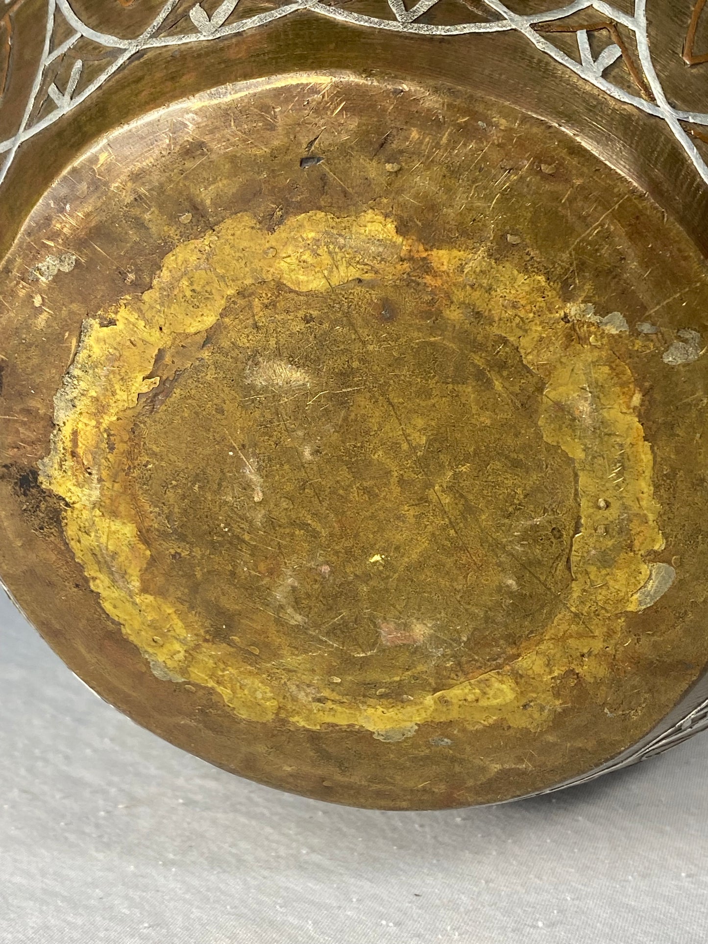 Egyptian Bronze W/ Silver Overlay Vessel