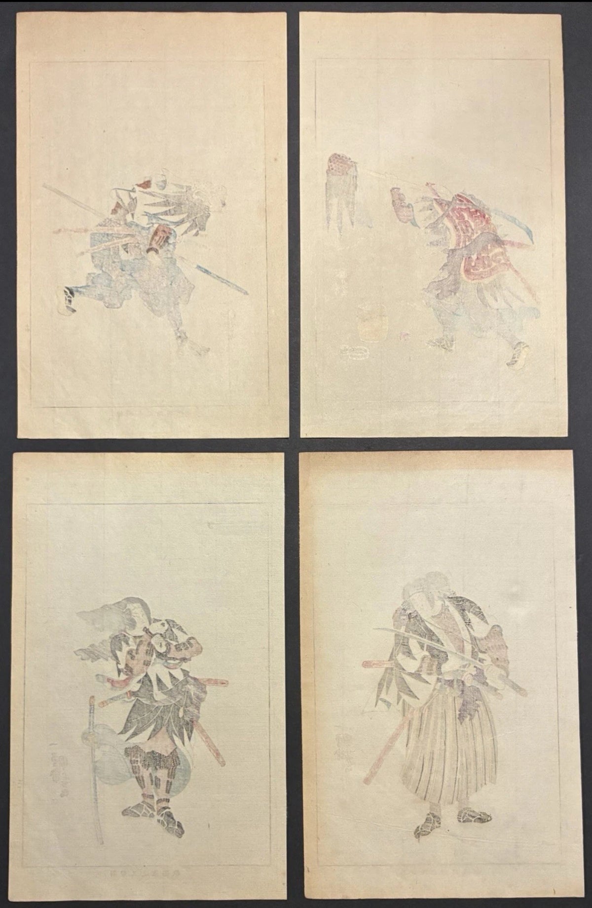 1917 Utagawa Kuniyoshi Seichu Gishi Den 47 Ronin Woodblock Prints Lot of 4