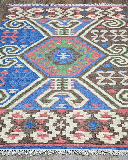 Turkish Bohemian Rug , Geometric Design Turkish Rug,Hand Made 4’x6’