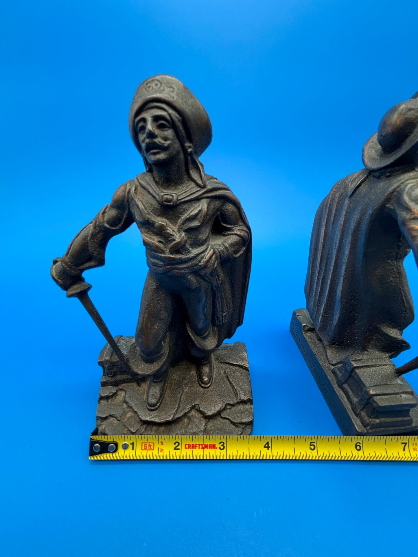 Pair of Antique Vtg 1928 Bronze finish Cast Iron Pirate Bookends Gift House NY