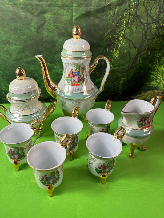 Imperial Design Japanese English Scene Iridescent Tea Set