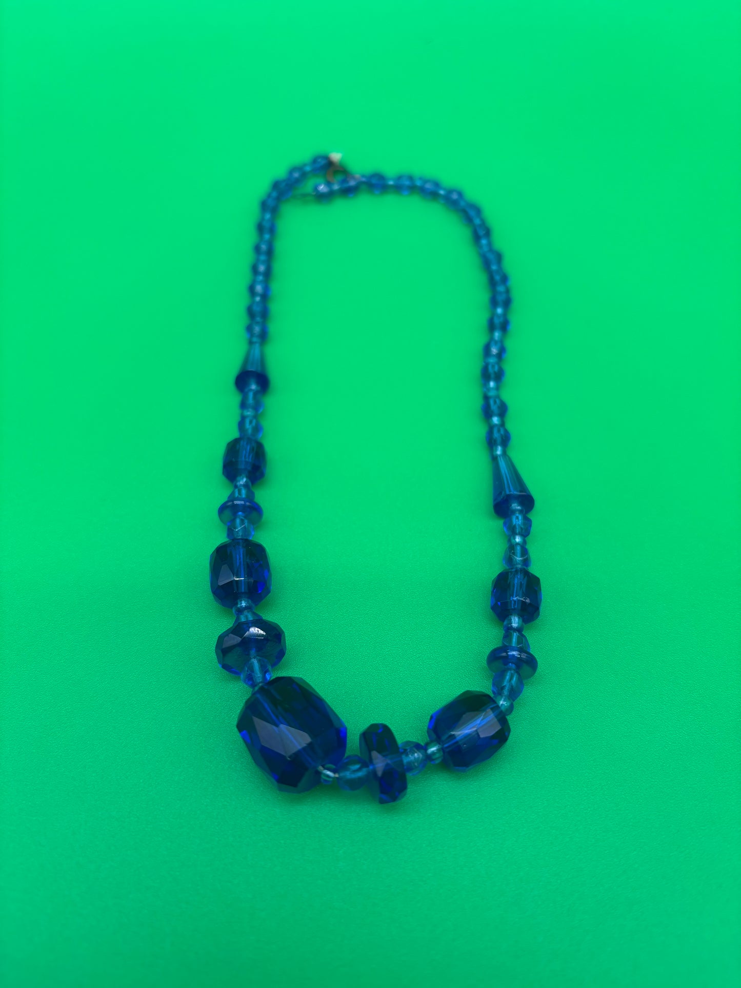 Vintage Faceted Blue Glass Necklace