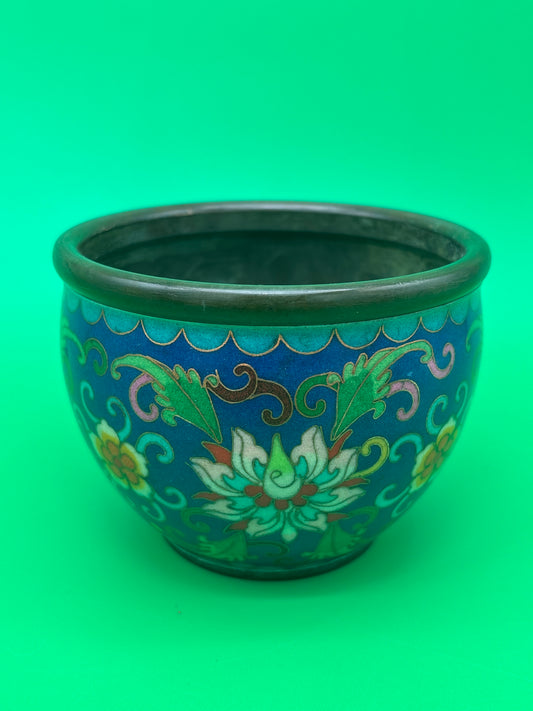 Chinese Cloisonne Enamel Copper Incense Burner Censer Qianlong Mark Floral
