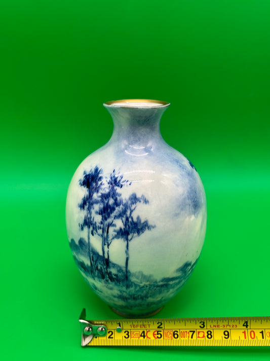 1889-1906 American Belleek Ceramic Art Co Early Lenox Blue Hand Painted Vase