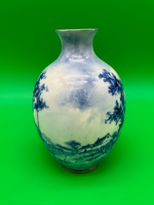 1889-1906 American Belleek Ceramic Art Co Early Lenox Blue Hand Painted Vase
