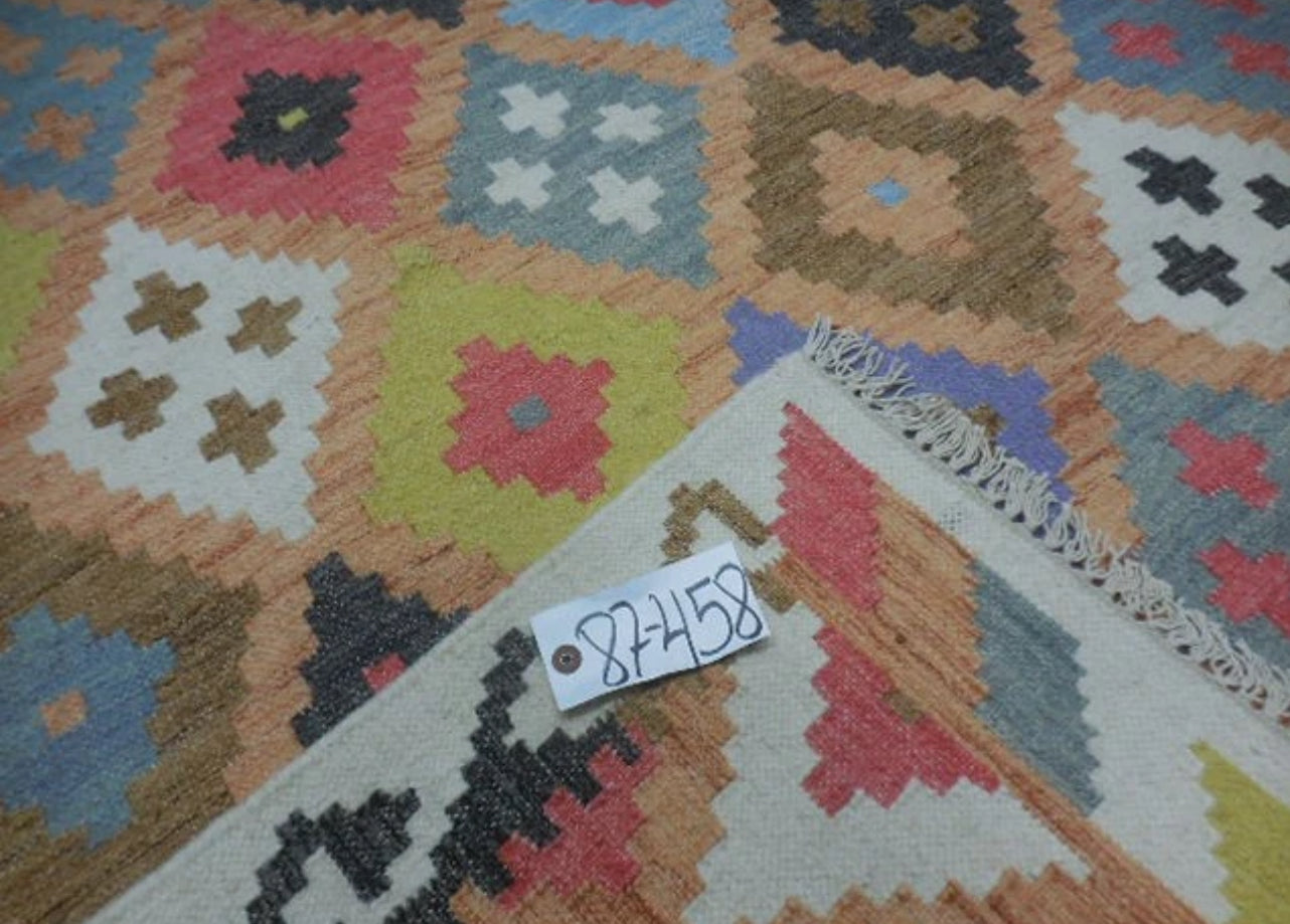 Turkish Oushak Rug, Flat Weave Oushak Rug, Handmade Bohemian Rug, 4x6