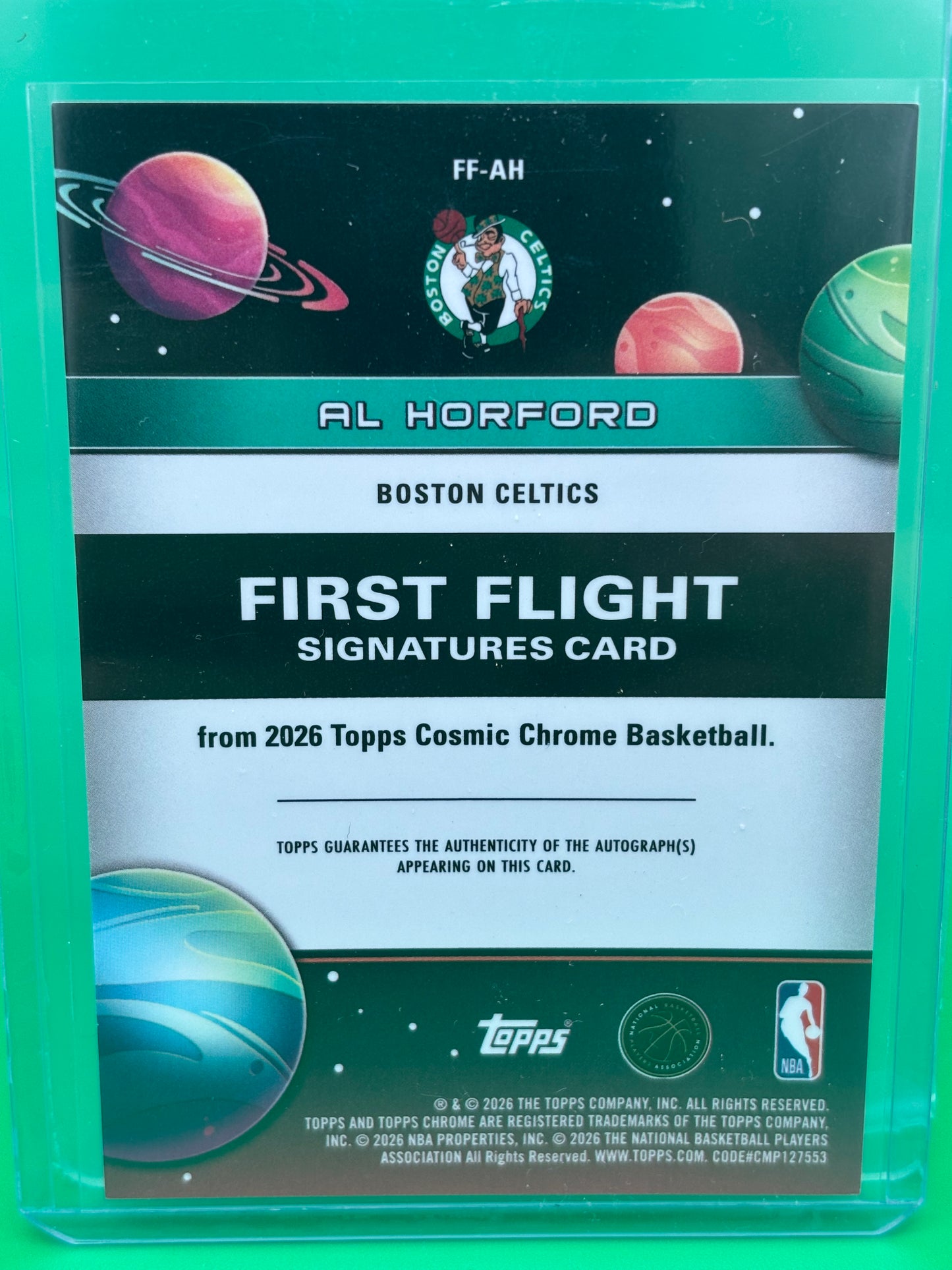 2026 Topps Cosmic Chrome Basketball Al Horford First Flight Signatures Autograph card, numbered 02/10