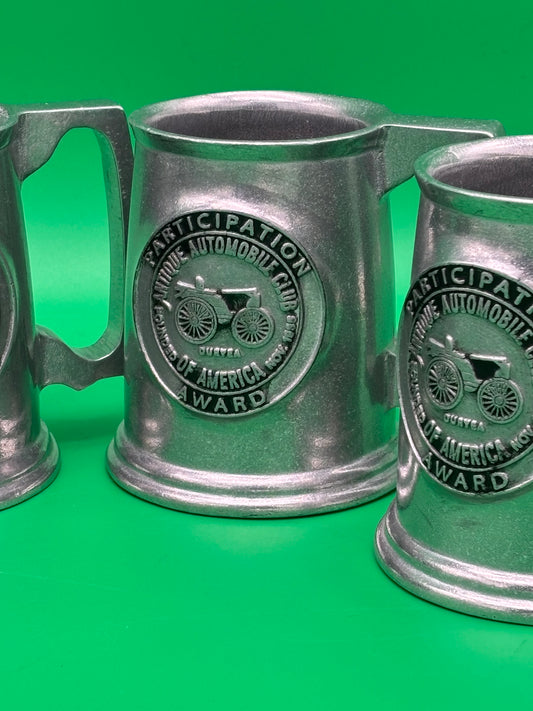 Lot 4 Vintage AACA Antique Automobile Club Award Mugs Pewtarex Style Aluminum