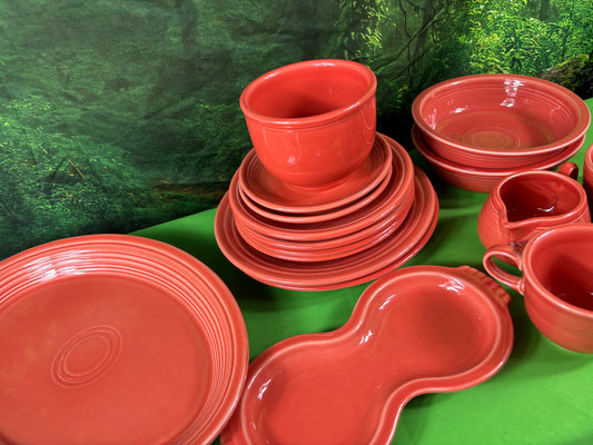 Set of 17 Fiesta Ware Orange Table Ware Dish Set