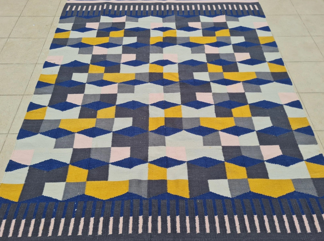 Vintage Handwoven Wool Kilim Rug 6x8 Flatweave Geometric Area Rug Turkish Afghan Style