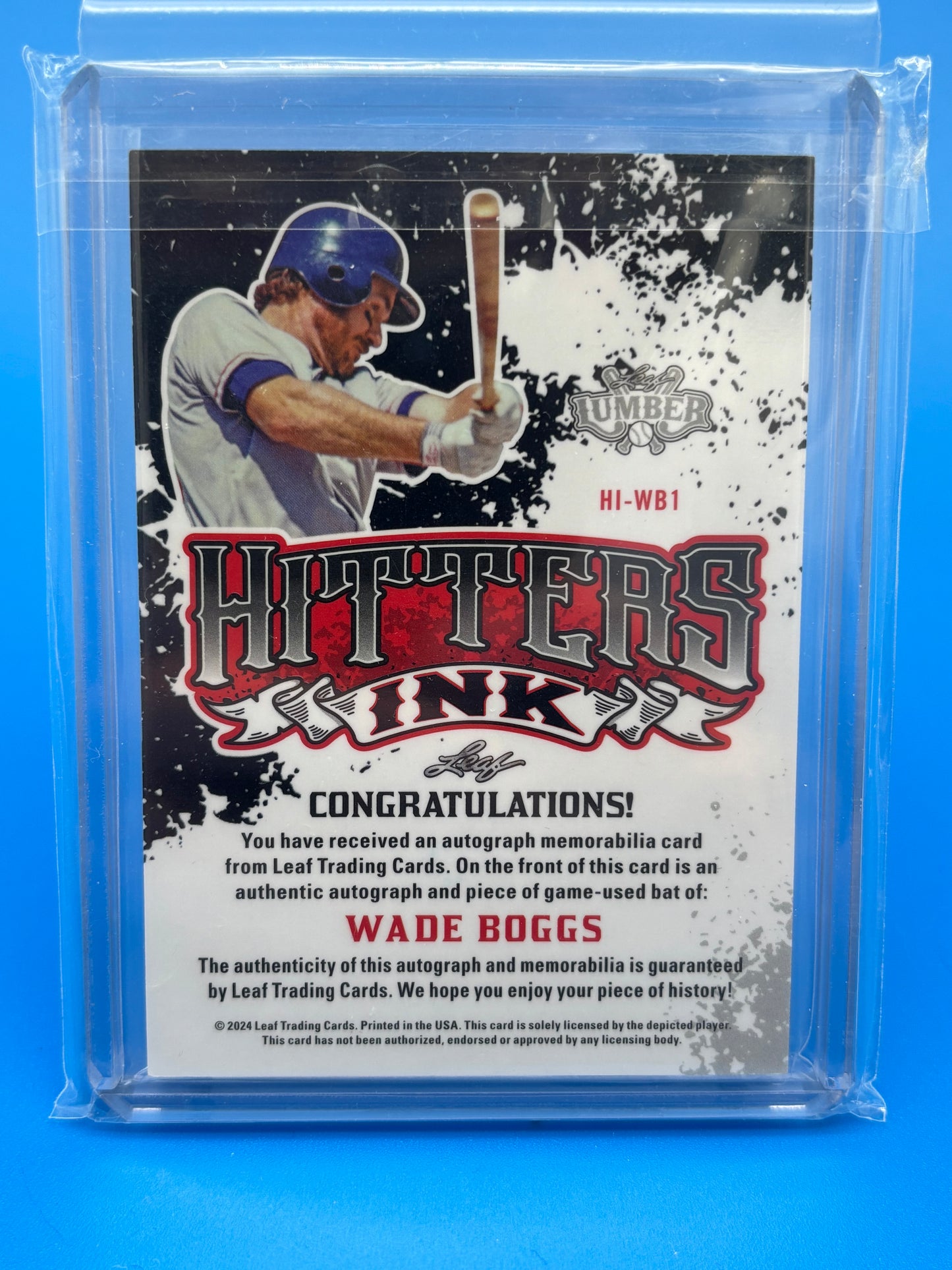 2024 Leaf Lumber Wade Boggs Auto Bat 22/25 #HI-WB1