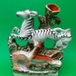 Antique Staffordshire Zebra Fox Spill Vase Victorian c1860 Pottery 8”