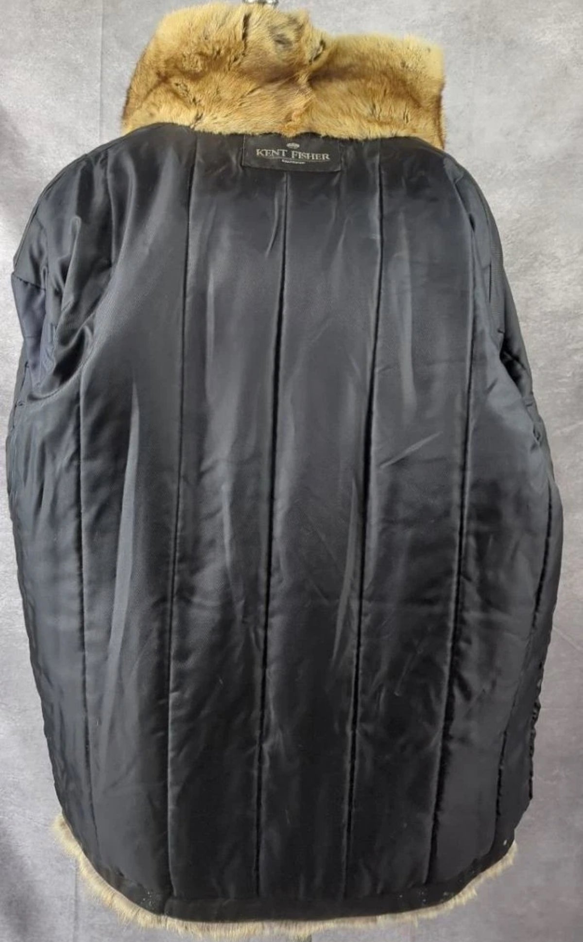 Vintage Kent Fisher Men’s Genuine Real Fur Coat XL Golden Tan Full Zip 34”