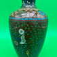 Antique Meiji Japanese Goldstone Cloisonne Butterfly Floral Vase 7 1/4”