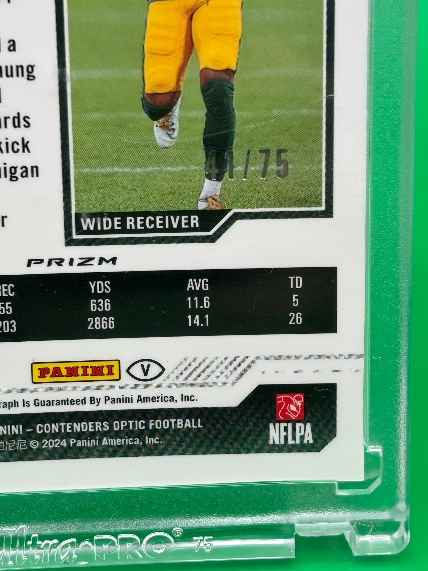 2023 Panini Contenders Optic Jayden Reed Rookie Ticket Auto Blue #41/75 On-Card