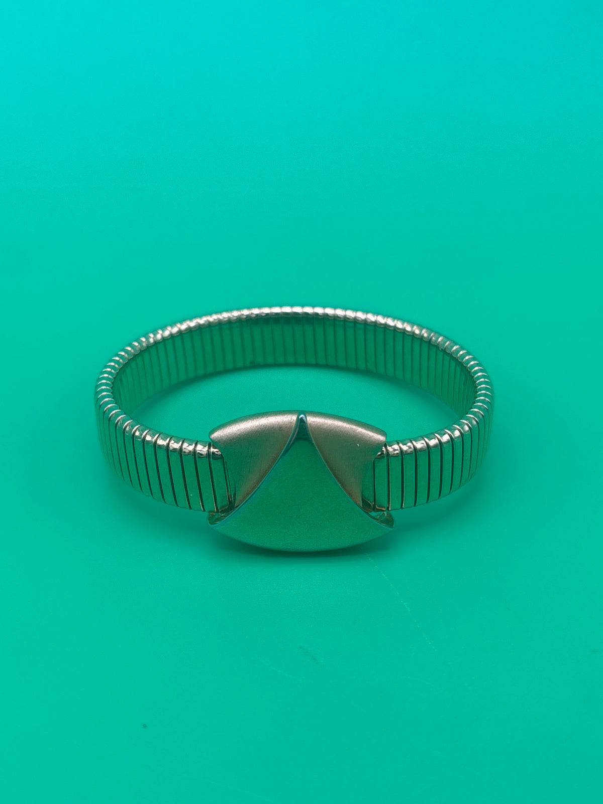 Vintage Napier Silver Tone Stretch Bracelet Geometric Modernist Expansion Rare