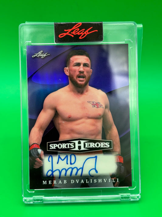 2026 Leaf Sports Heroes Merab Dvalishvili Auto 1/8 Encased Purple Wave BA-MD1