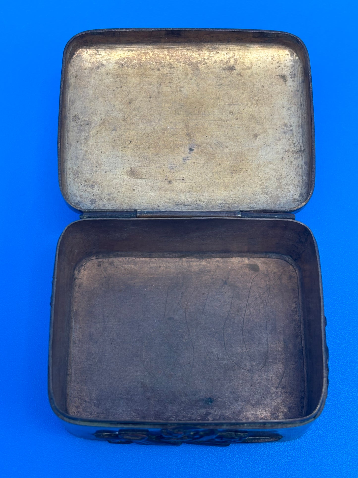 Antique Japanese Meiji Mixed Metal Bronze Brass Trinket Box Bird Flowers