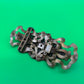 Vintage Art Nouveau Filigree Sash Pin Brooch Pink Marbled Glass Cabochons Antique Style