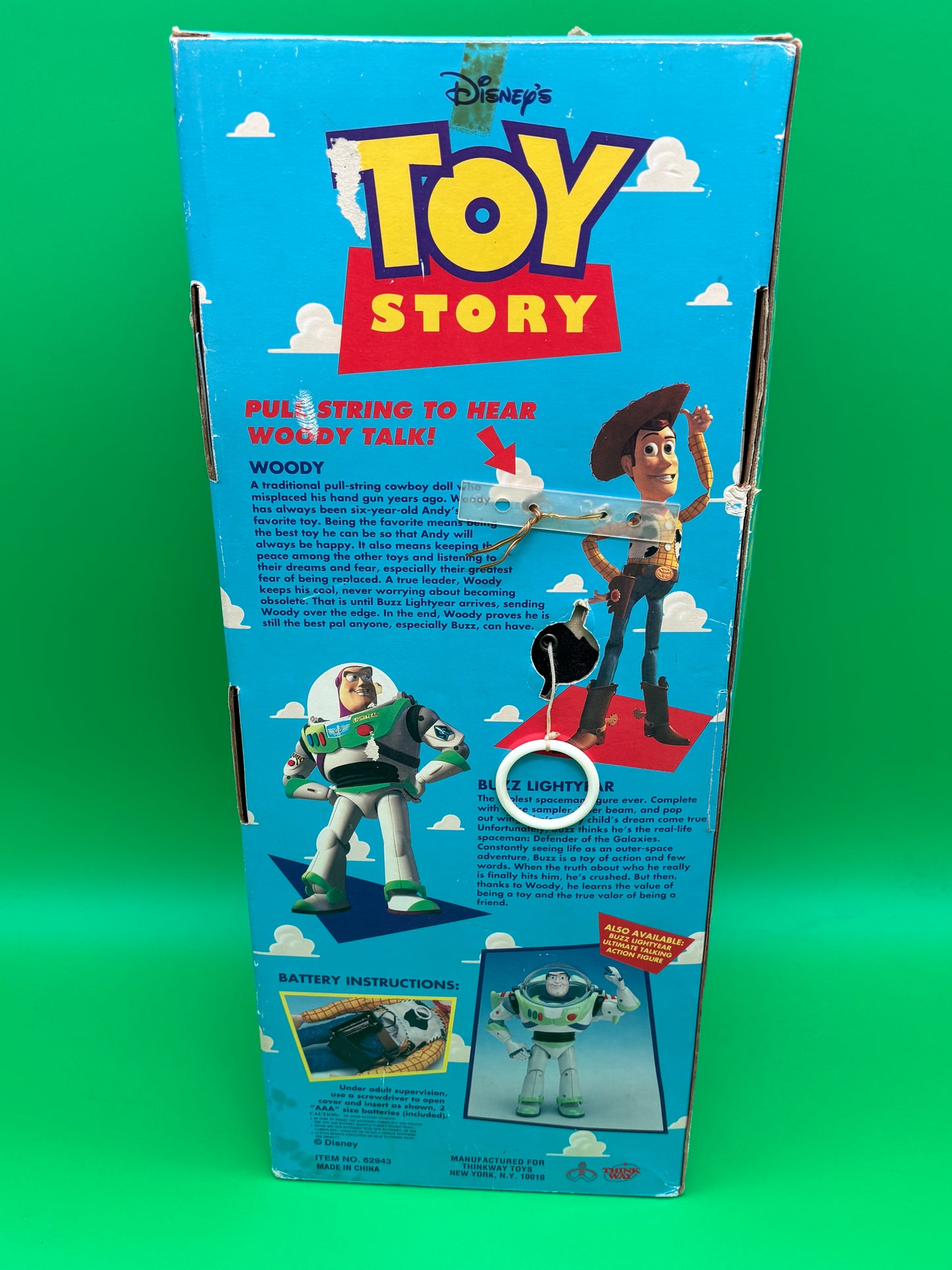 Original 1995 Thinkway Toys Pull-String Talking Woody from Disney Pixar’s Toy Story.