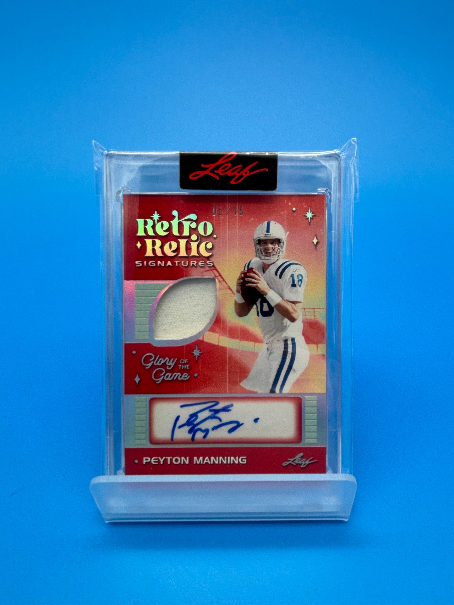 2025 Leaf Glory Of The Game Peyton Manning Retro 5/15 Auto Jersey Card Colts