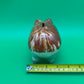 Antique Vintage Yellowware Piggy Bank Stoneware Mocha Drip Glaze Hole Eyes