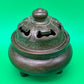 Chinese Bronze Copper Tripod Incense Burner Censer Pierced Lid Xuan Marked 4”