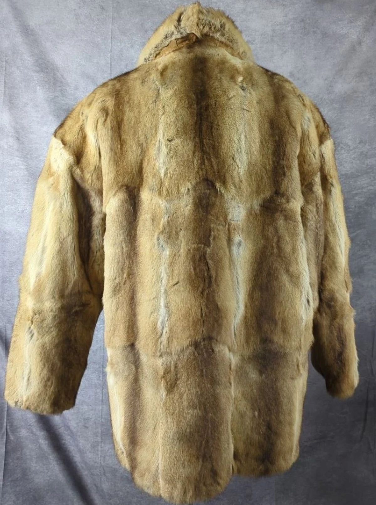 Vintage Kent Fisher Men’s Genuine Real Fur Coat XL Golden Tan Full Zip 34”