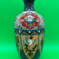 Large Antique Meiji Japanese Cloisonne Dragon Ho-o Phoenix Shield Vase 11.75”