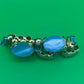 Vtg Baby Blue Rhinestone Link Goldtone Bracelet 7” Statement Costume Jewelry