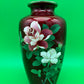 Beautiful 7 1/8'' Showa Japanese Red Gimbari Cloisonne Enamel Floral Rose Vase