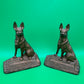 Vintage Art Deco German Shepherd Dog Bookends Pair Cast Iron Bronze Finish Heavy 6”