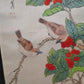 Vintage Chinese Lin Sheng Signed Silk Scroll Paintings Pair Birds Fruit 40”