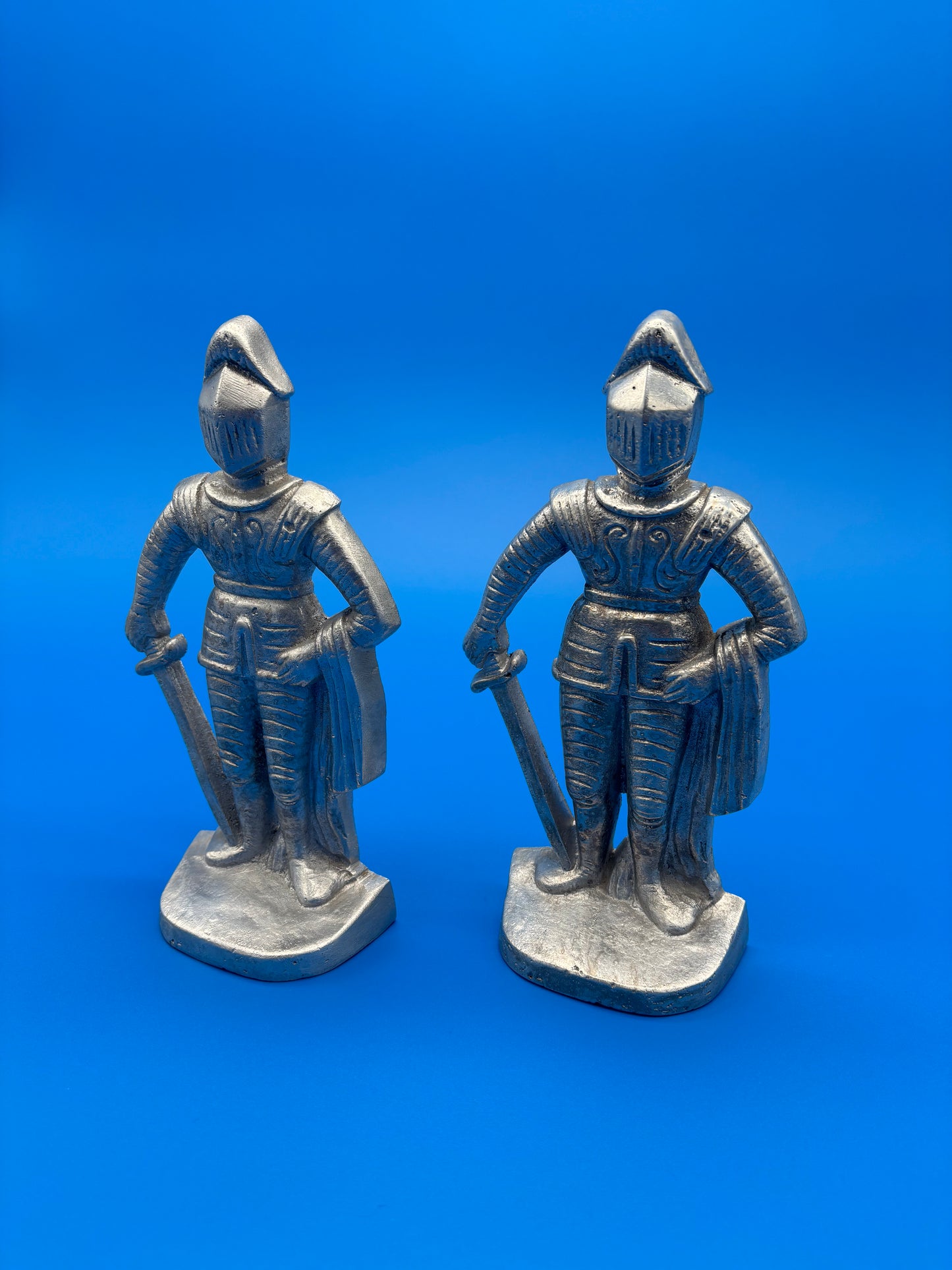 Aluminum Cast Knights Pair Vintage 9"H. Bookends