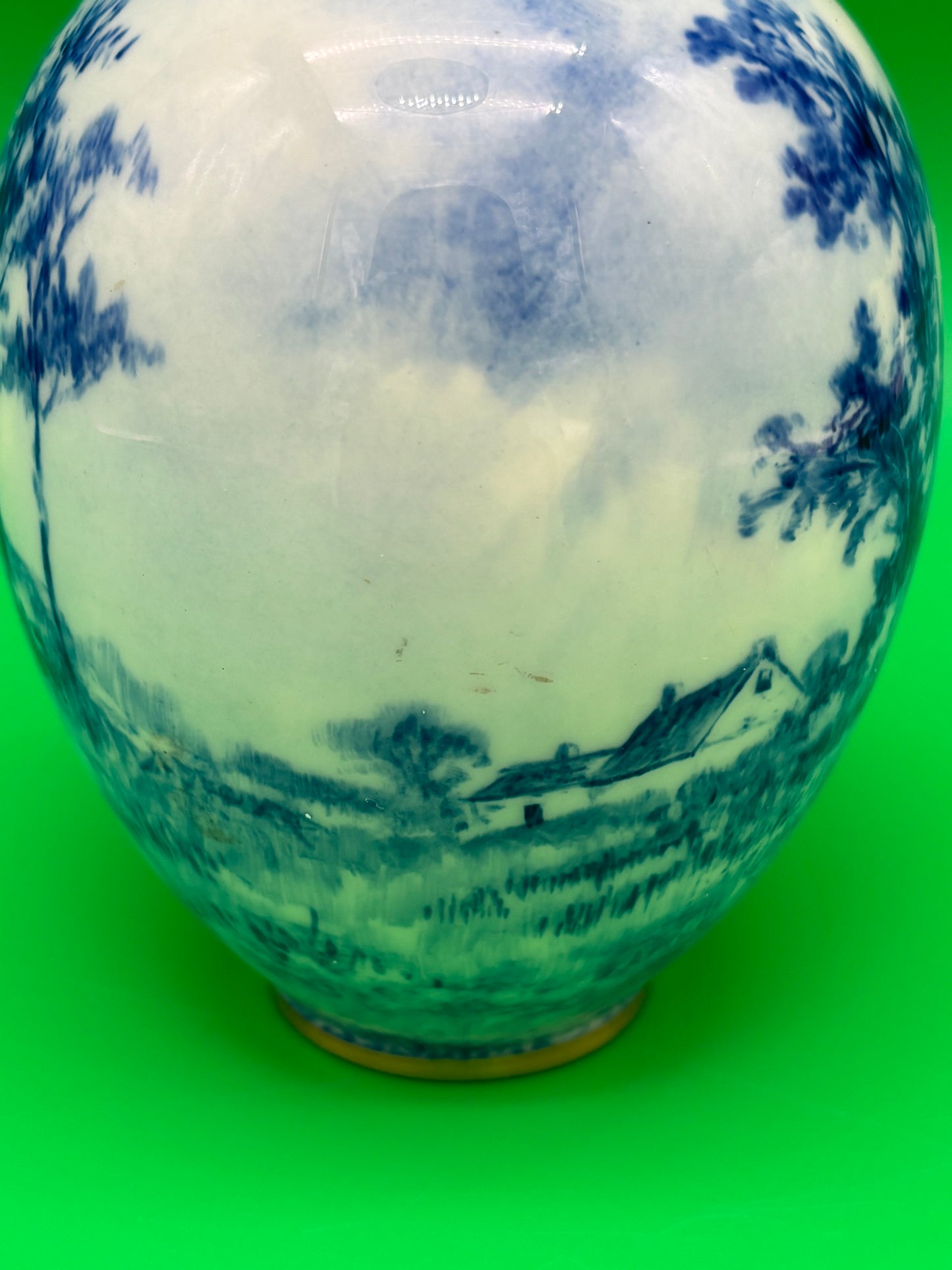 1889-1906 American Belleek Ceramic Art Co Early Lenox Blue Hand Painted Vase