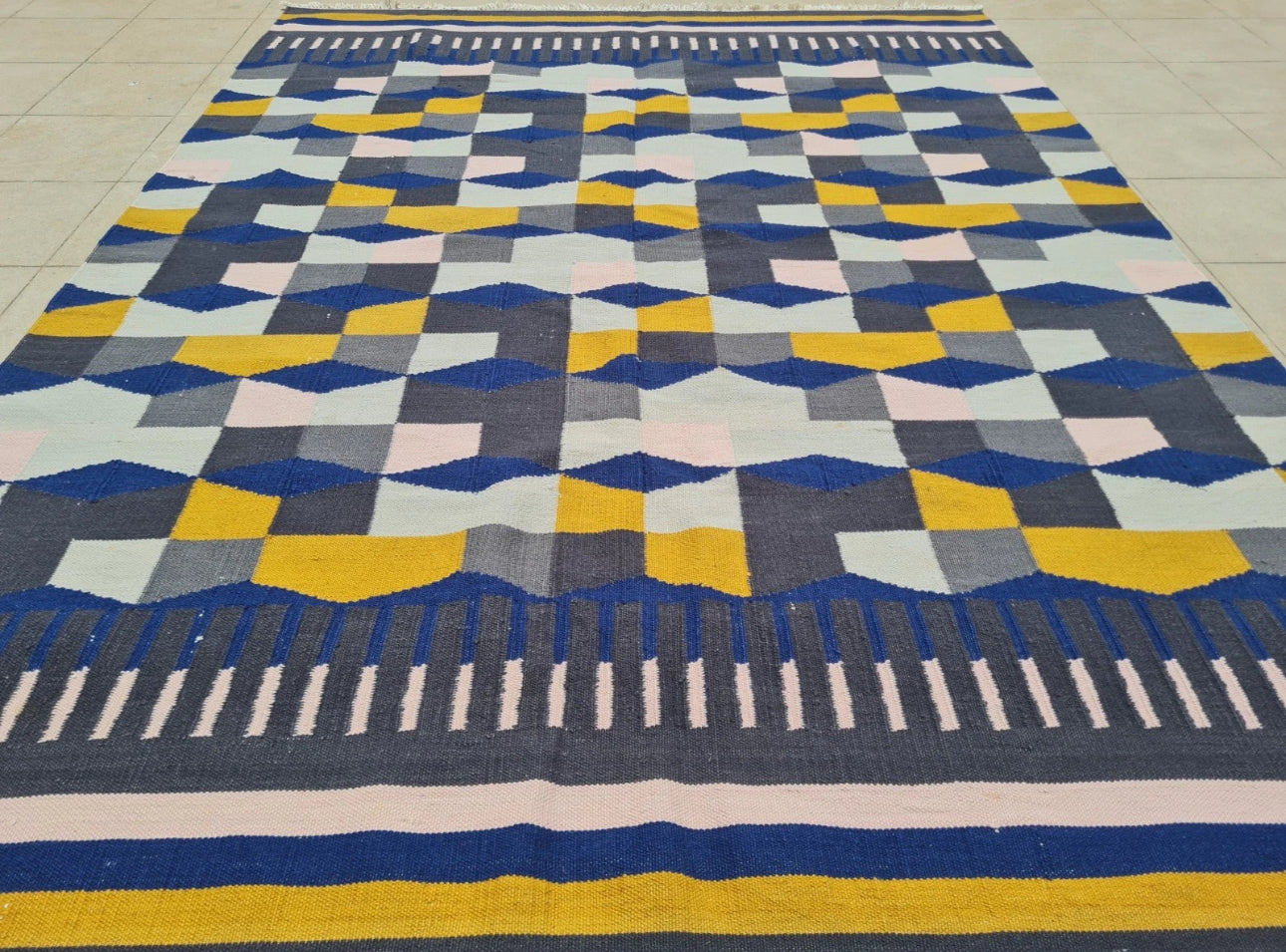 Vintage Handwoven Wool Kilim Rug 6x8 Flatweave Geometric Area Rug Turkish Afghan Style