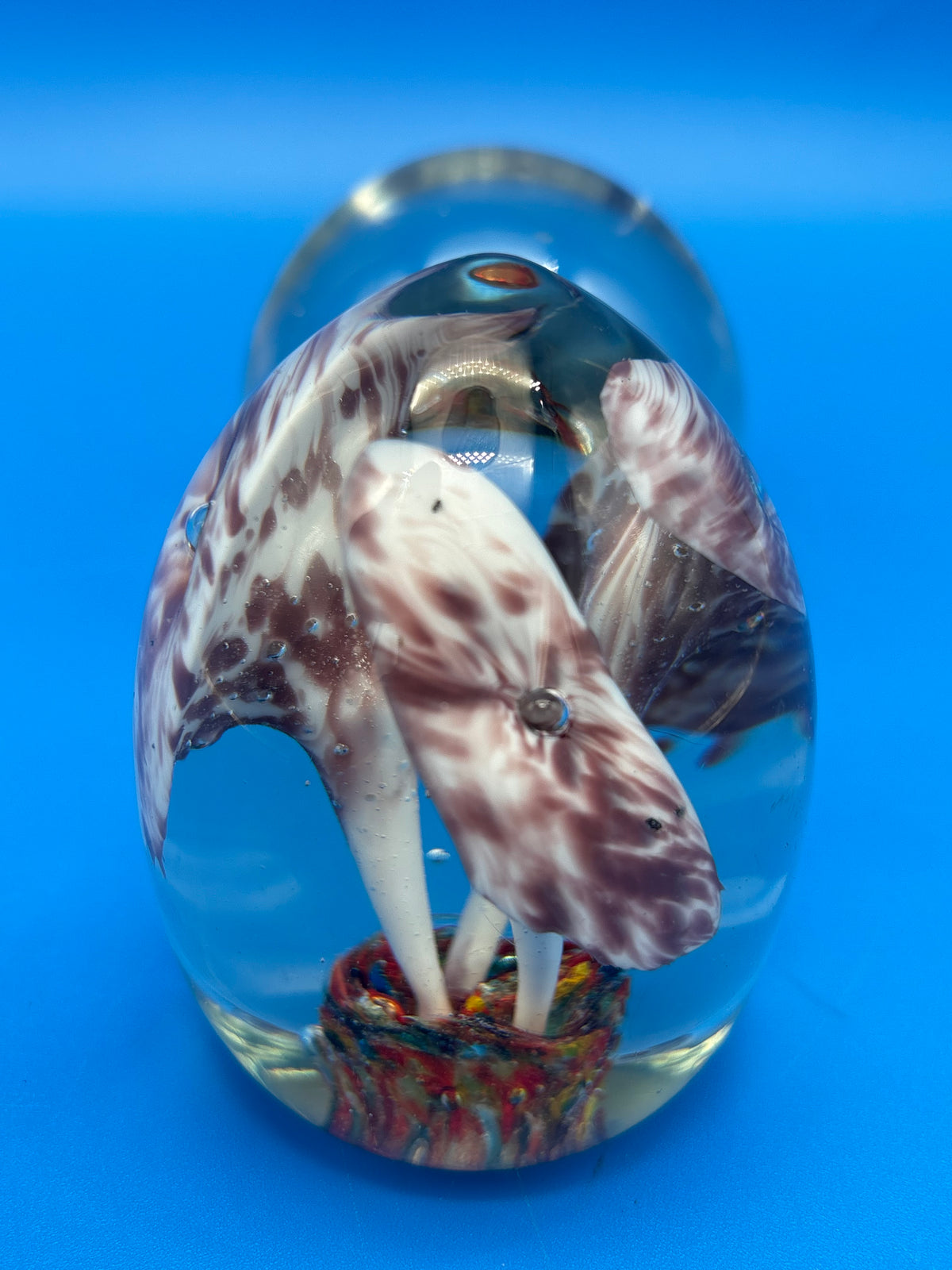 Vintage Murano Glass Paperweights Lot of 2 Millefiori Mushroom Made in Italy