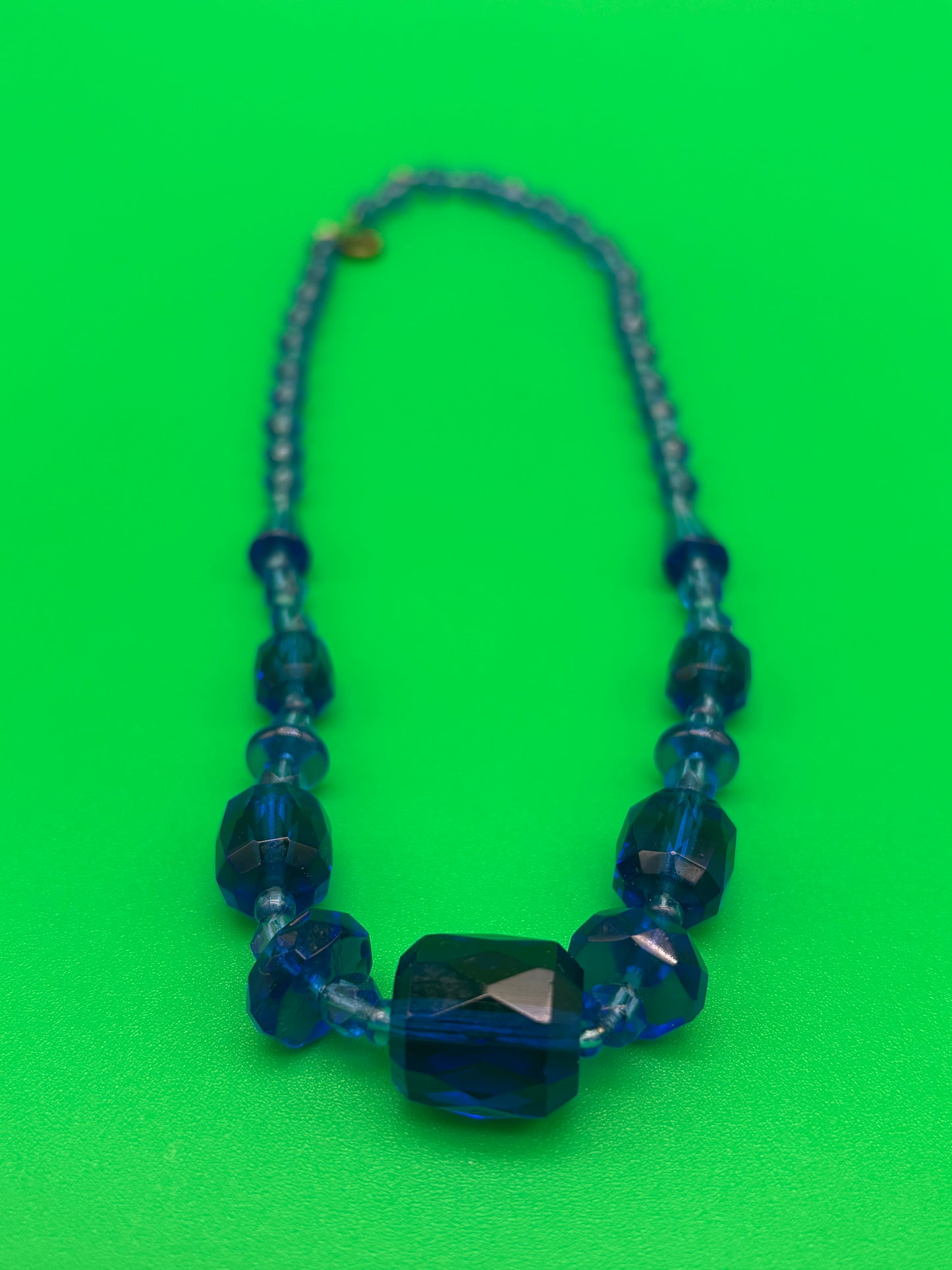 Vintage Faceted Blue Glass Necklace