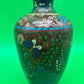 Antique Meiji Japanese Goldstone Cloisonne Butterfly Floral Vase 7 1/4”