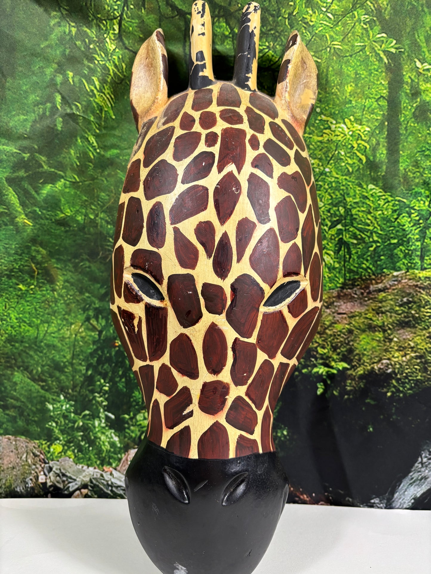 Wooden Giraffe Head Wall Hanging