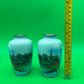 Pair Antique Japanese Musen Cloisonne Mt Fuji Pagoda Landscape Vases 4.5”