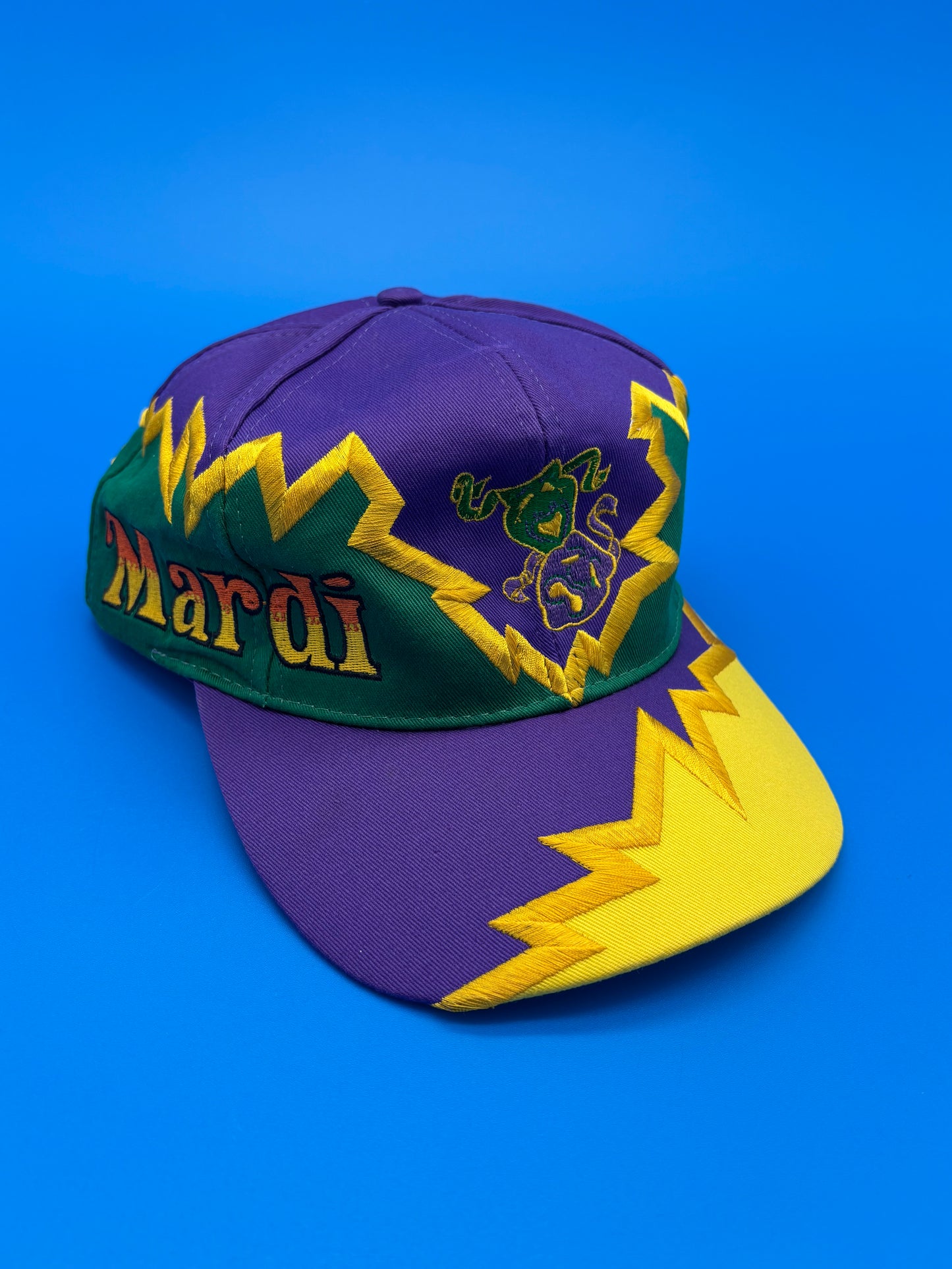 Vintage Mardi Gras Rare Hat SnapBack Lightning Bolt Thunder Jagged Edge Cap