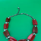 Stunning Vintage Signed LISNER Cherry Red Thermoset Necklace 17” Mid-Century