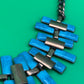 Vintage Estate MCM High End Enameled Copper 23.5” Modernist Statement Necklace Blue, G27504