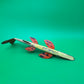 Vintage Folk Art Wooden Fish Spearing Decoy 12” Hand Carved Painted Metal Fins