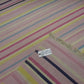 Vintage Handwoven Pastel Striped Flat Weave Rug Fringe Cottage Farmhouse Boho 6ft x 4ft