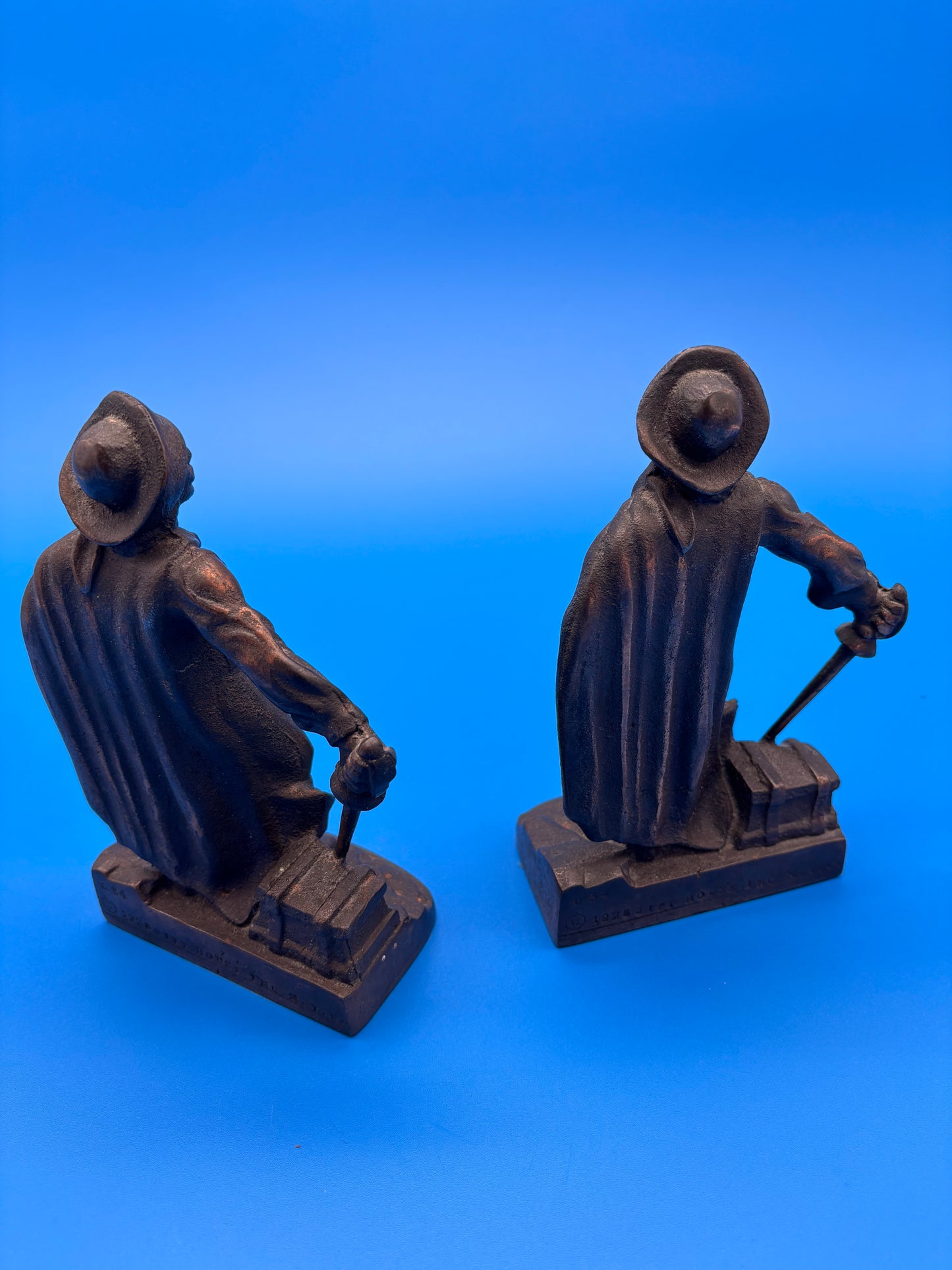 Pair of Antique Vtg 1928 Bronze finish Cast Iron Pirate Bookends Gift House NY